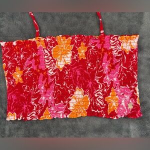 Roxy Red and Orange Floral Tropical Tube Halter Top, Size S
